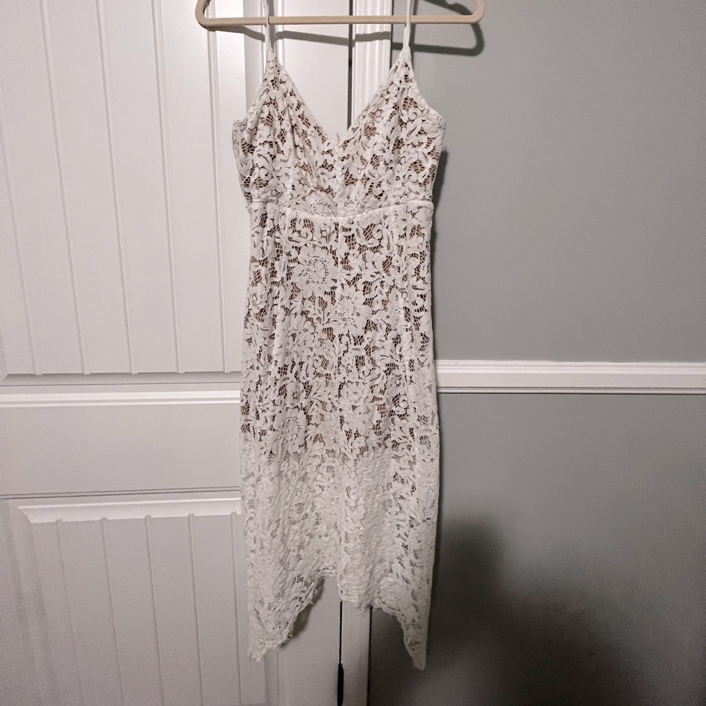 White lace midi dress